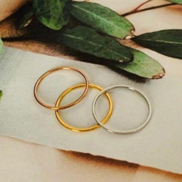 Silver Thin Minimalist Stackable Band - Picture 1 of 5